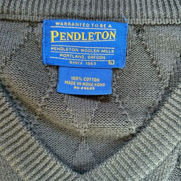 Pendleton Wollen Mills Cotton Sweater Vest Mens Size Large Gray - Picture 5 of 7